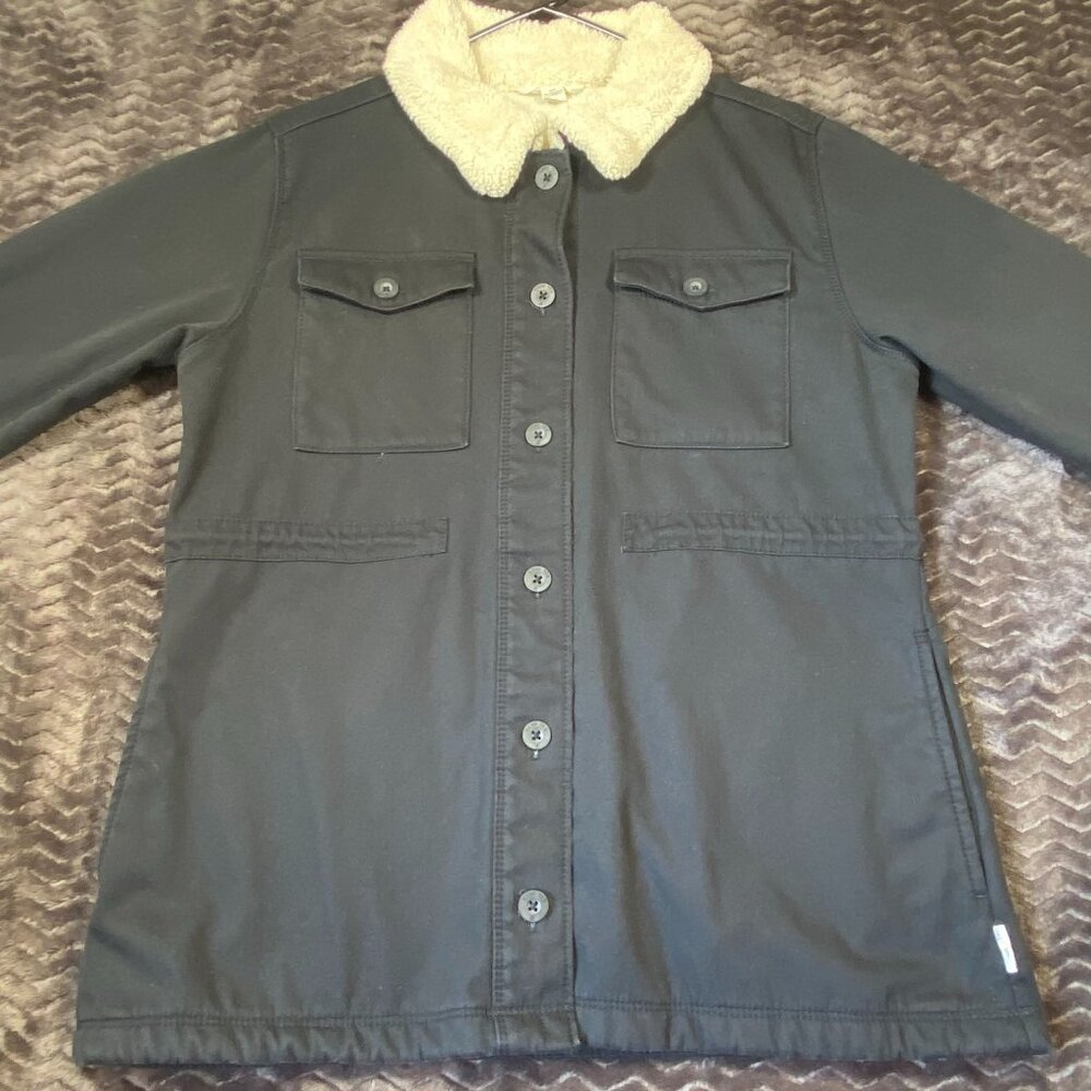 Hang Ten Sherpa Collar Fleece lined Jacket Button Front,Womens size M